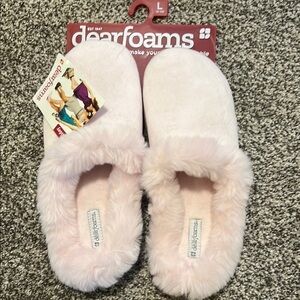 Dearfoams Soft Pink Plush Slippers